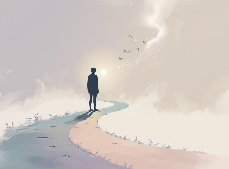 A surreal minimalist illustration of a human silhouette standing at the edg_20250530_181201_0000